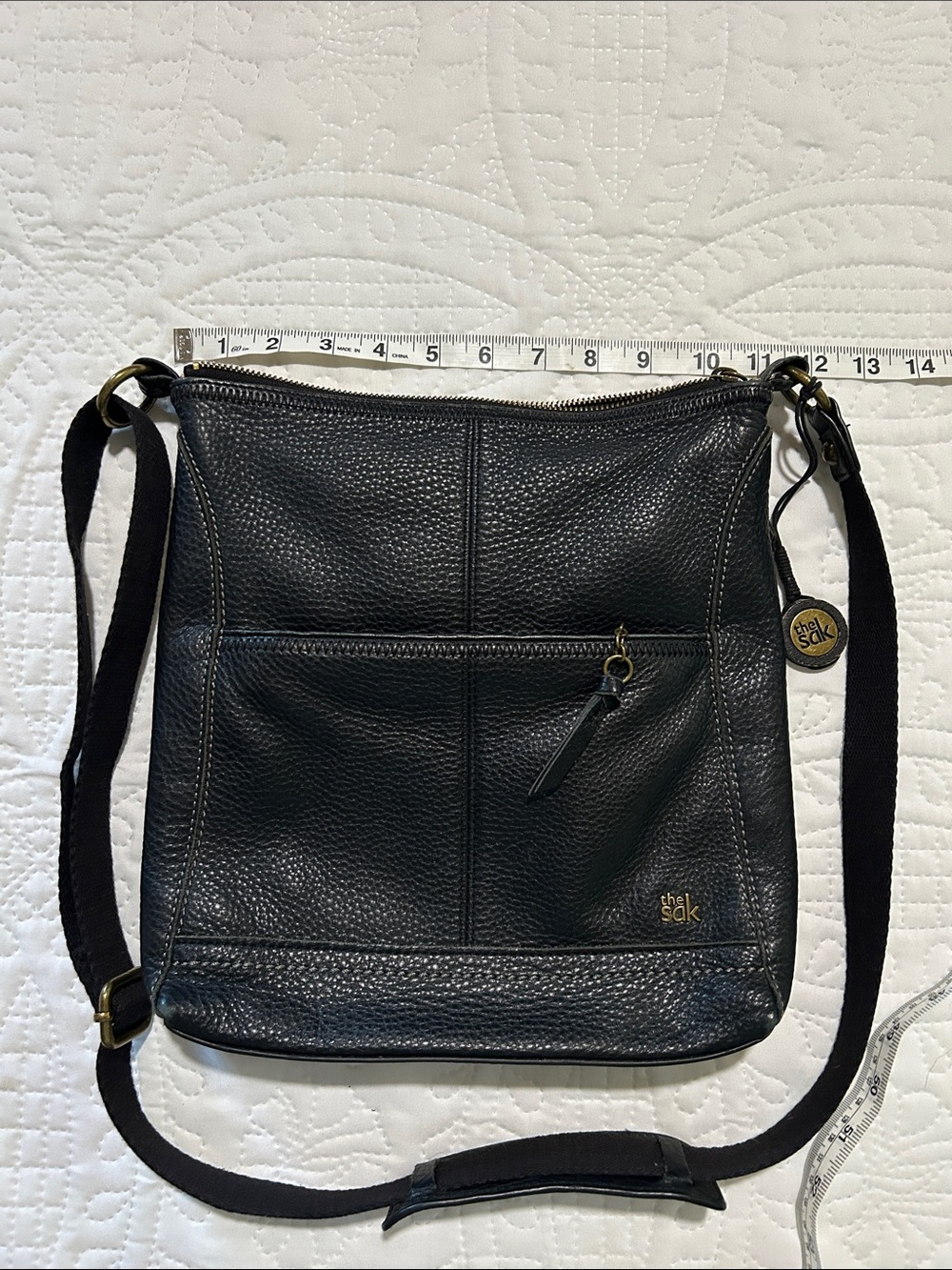The Sak Black Pebbled Leather Crossbody with Gold Charm - Picture 10 of 15